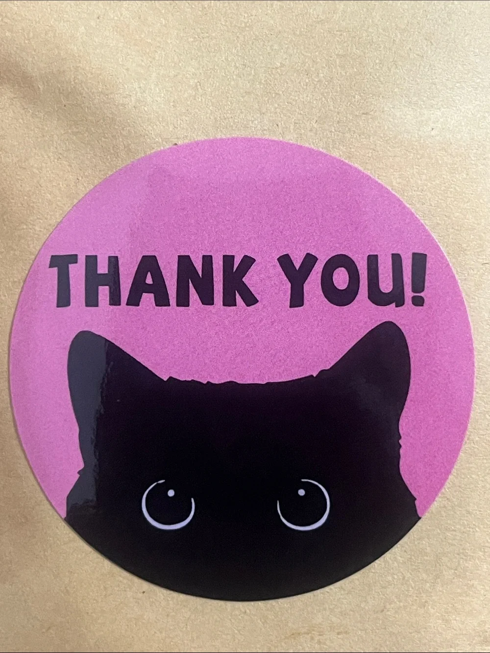 Hand Crafted 50 (2”) Pink Cat Thank You Stickers